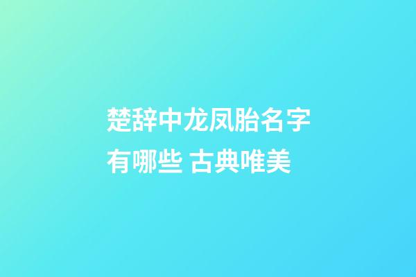 楚辞中龙凤胎名字有哪些 古典唯美